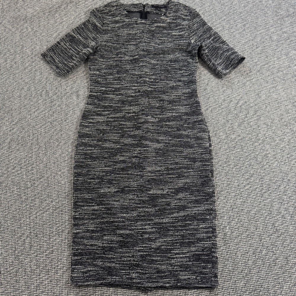Banana Republic Womens Black White Tweed Knit Sheath Dress Short Sleeve Size 4